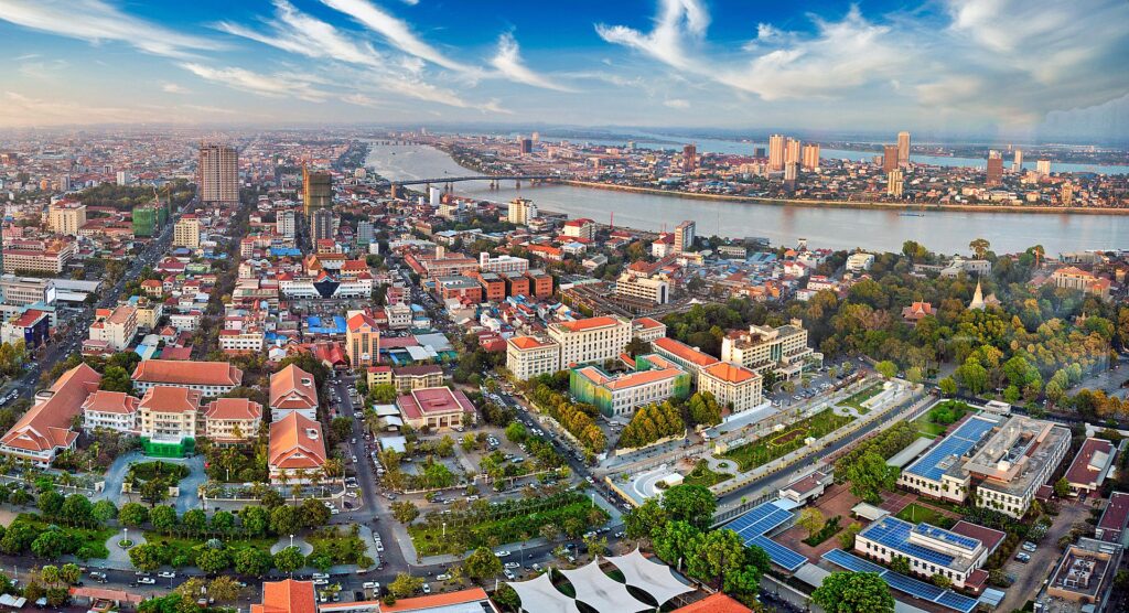 Aerial view of Phnom Penh - Moving to Cambodia.
