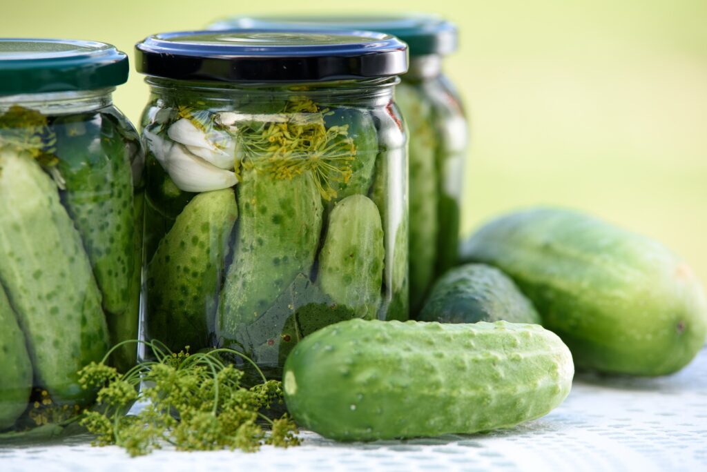 Pickled cucumbers.