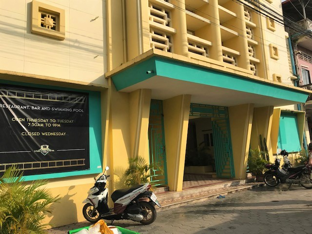 The entrance to the Hotel Old Cinema, Kampot