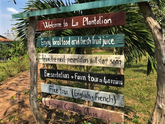Information board at La Plantation, Kampot.